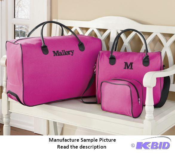 lot 73 image: 3-Piece Personalized Luggage Set - Pink - Set...