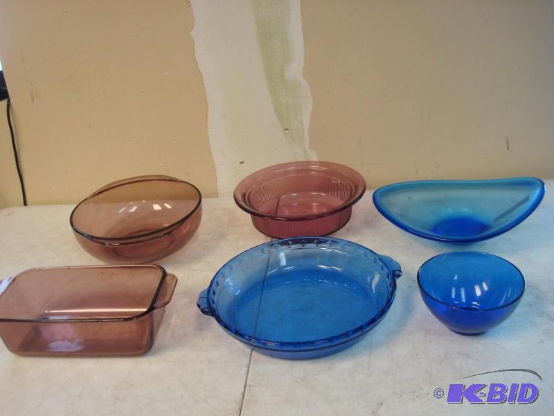 Lot Of Colored Dishes, Some Pyrex...