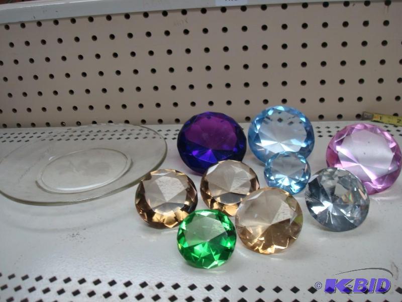 Lot Of Glass Diamond Jewel Paper Weights...