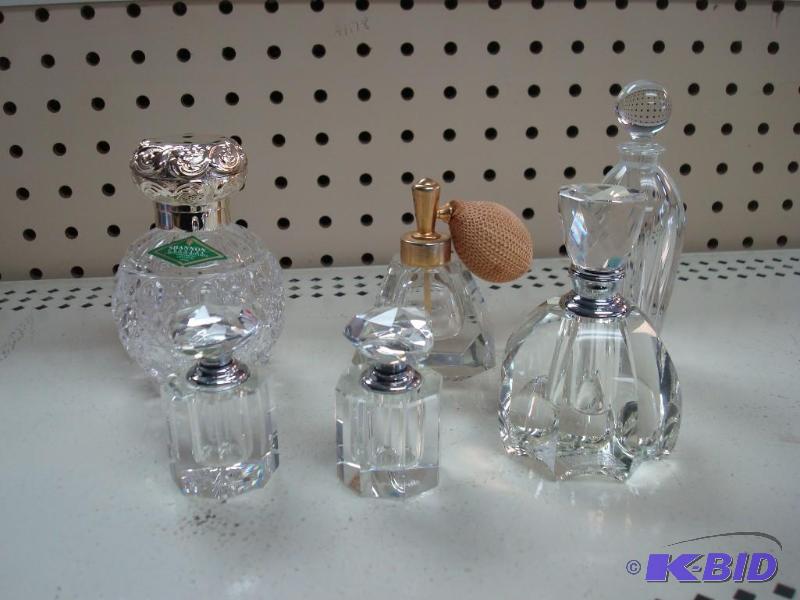 Lot Of Glass Crystal Perfume Bottles, Some Ma...