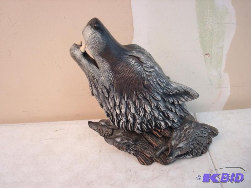 Ceramic Howling Wolf Statue, May Show Some We...