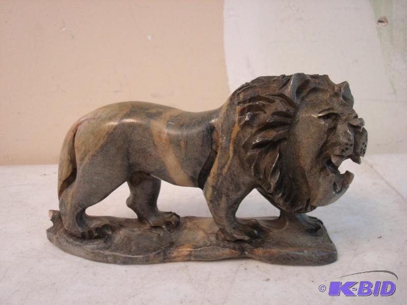 Carved Stone Lion Figurine, Broke Tail Tip...