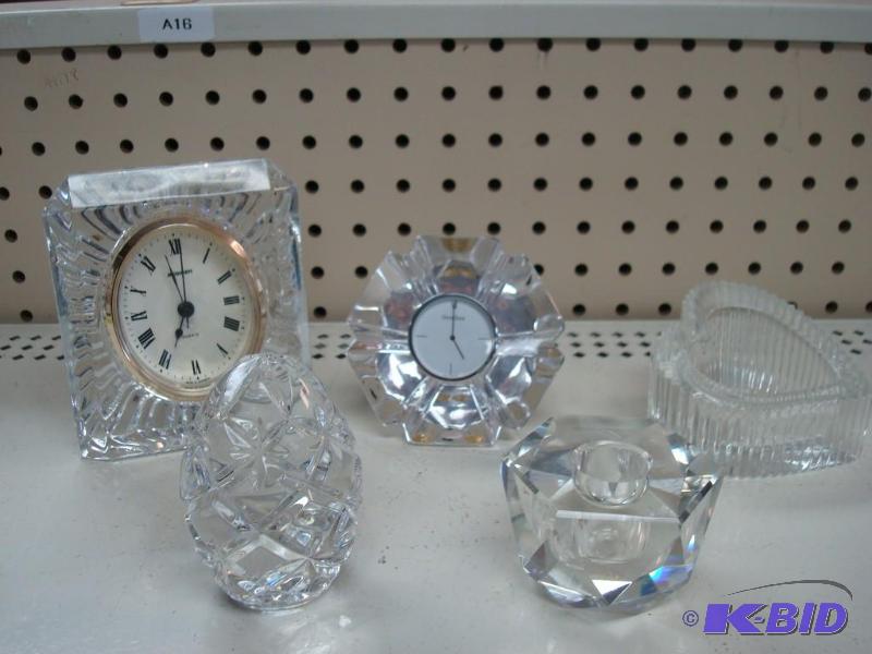 Lot Of Crystal Clocks And other Items, Egg, C...
