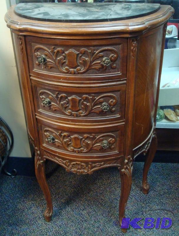 Vintage Wood Cabinet With Ornate Carvings, Ha...