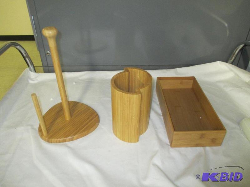 Bamboo utinsel holder, paper towel holder, box