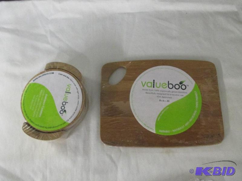 Value Boo Bamboo coasters and cutting board new