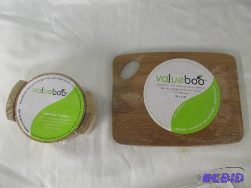 Value Boo Bamboo coasters and cutting board new