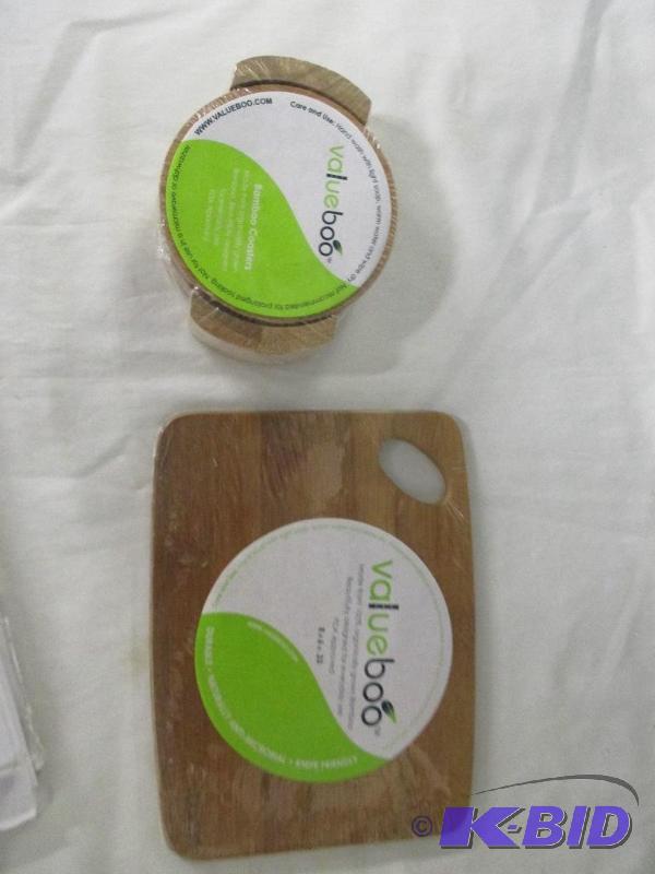 Value Boo Bamboo coasters and cutting board new