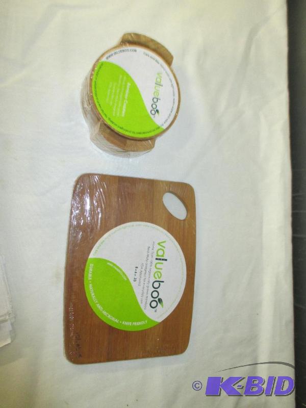 Value Boo Bamboo coasters and cutting board new