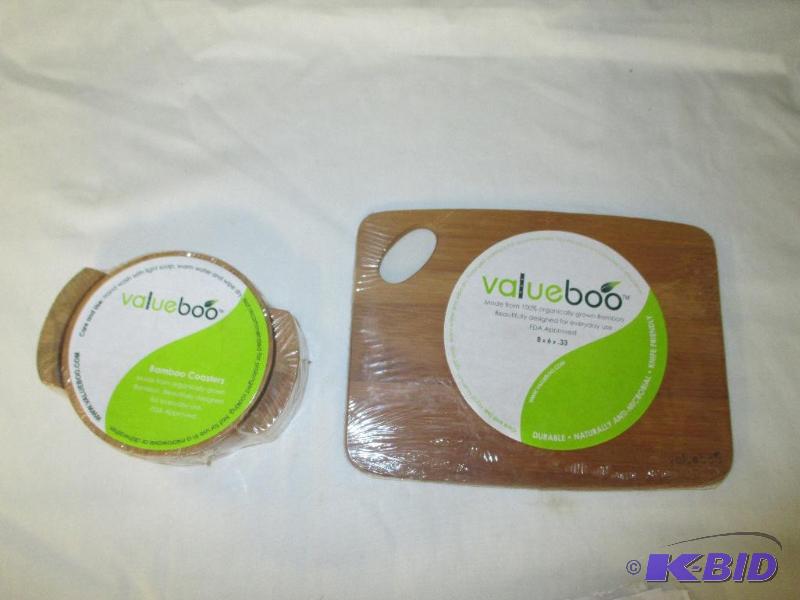 Value Boo Bamboo coasters and cutting board new