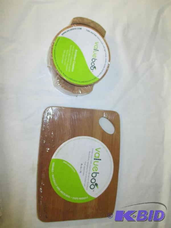 Value Boo Bamboo coasters and cutting board new