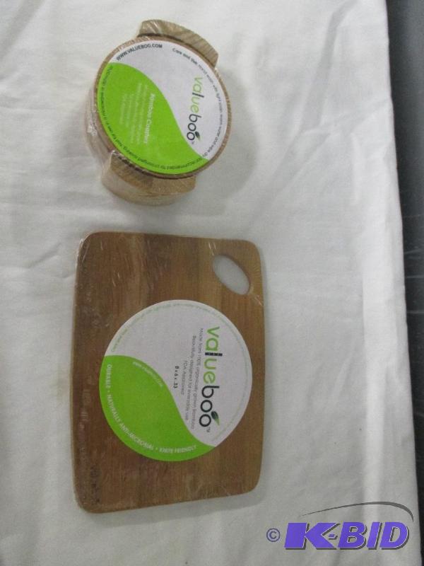 Value Boo Bamboo coasters and cutting board new