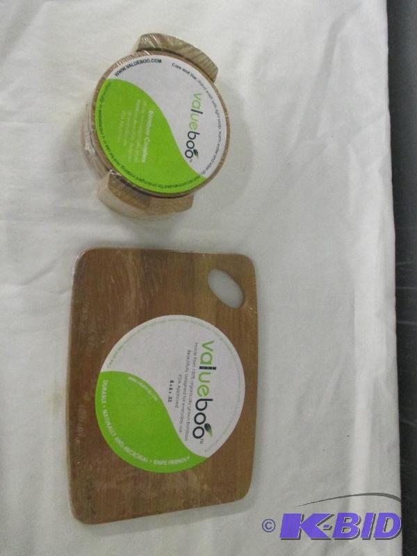 Value Boo Bamboo coasters and cutting board new