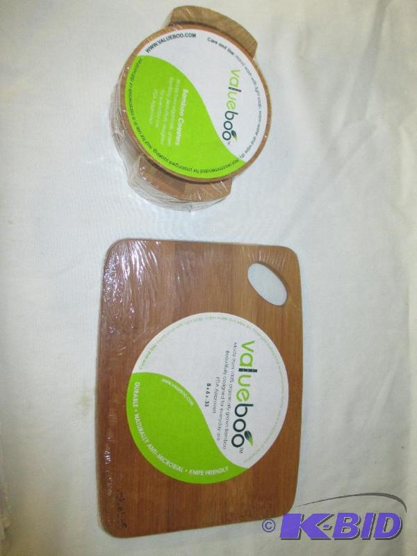 Value Boo Bamboo coasters and cutting board new