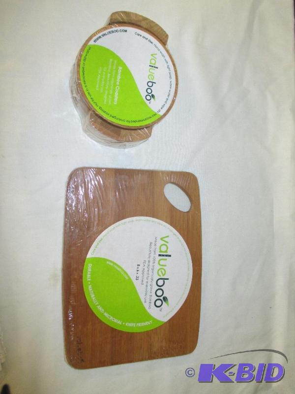 Value Boo Bamboo coasters and cutting board new