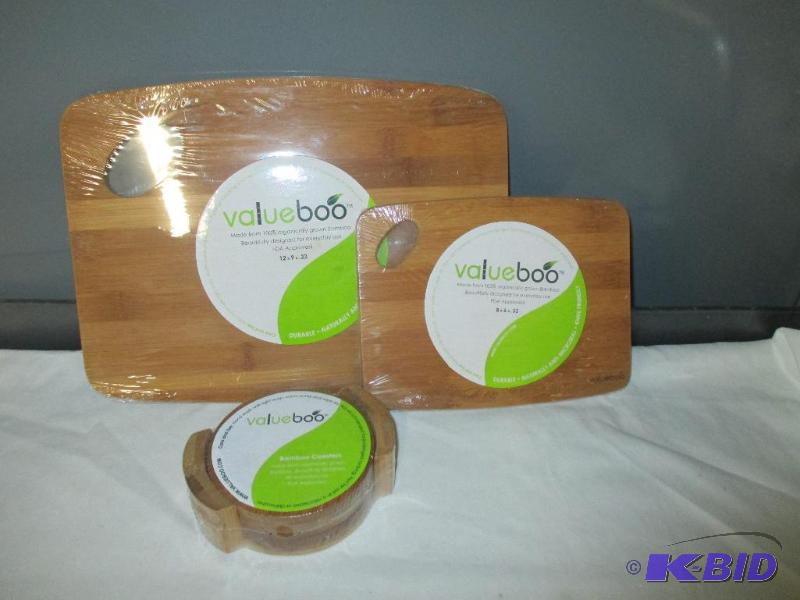 Value Boo Bamboo coasters and cutting board new