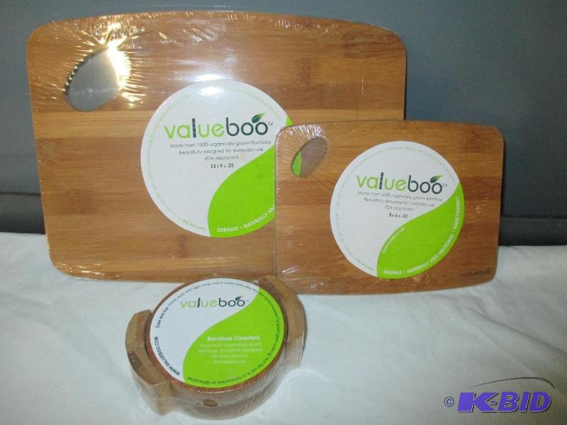 Value Boo Bamboo coasters and cutting board new