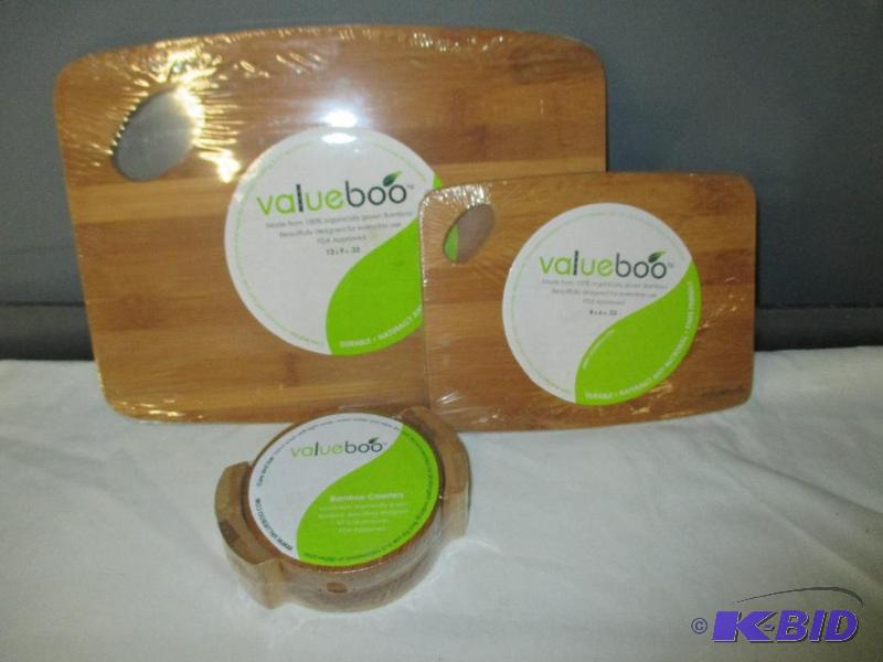 Value Boo Bamboo coasters and cutting board new