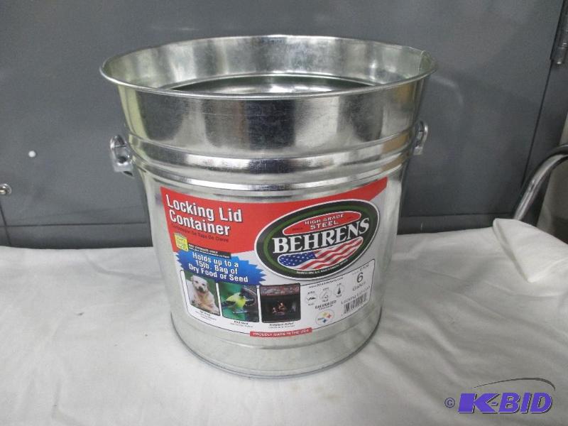 Behrens galvanized locking lid container