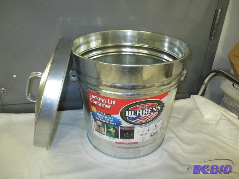 Behrens galvanized locking lid container