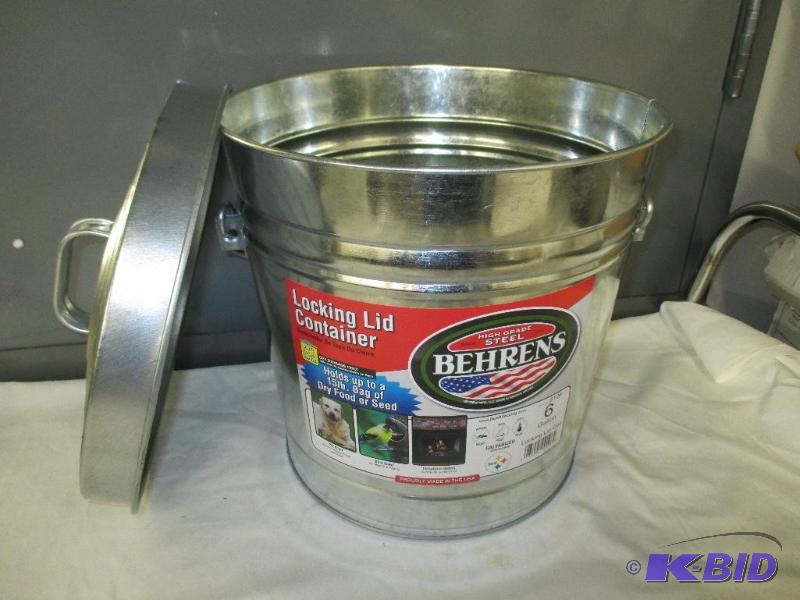 Behrens galvanized locking lid container