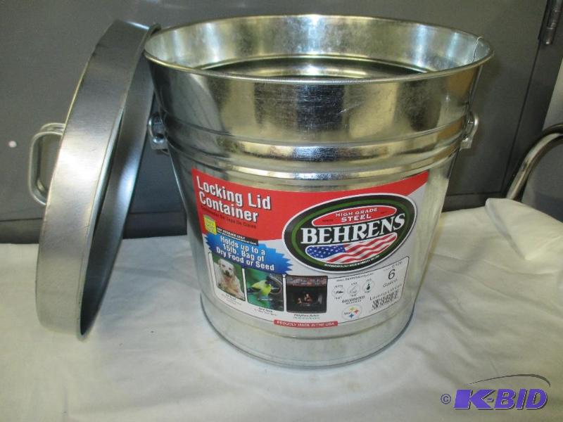 Behrens galvanized locking lid container