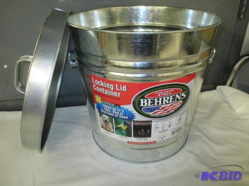 Behrens galvanized locking lid container