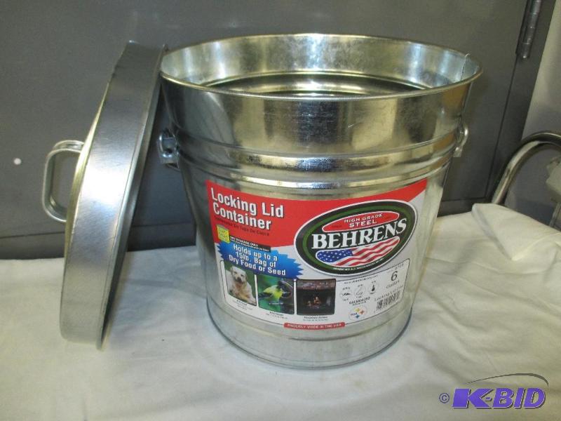 Behrens galvanized locking lid container