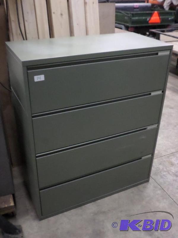 lot 14 image: 4-Drawer Steel Lateral File Cabinet...