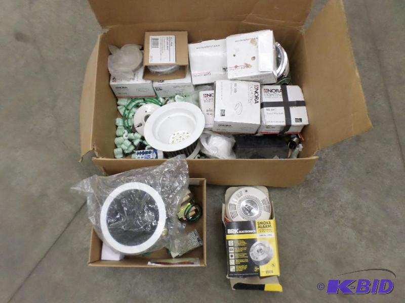 lot 23 image: Box Of Misc Commercial Lighting Supplies &...
