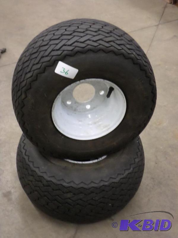 lot 36 image: (2) Like New 188508 Tires With 5-Lug Steel...