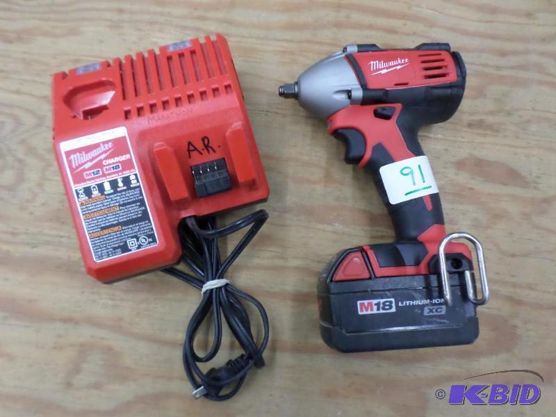 lot 91 image: Milwaukee M18 38" Impact Wrench With Ex...