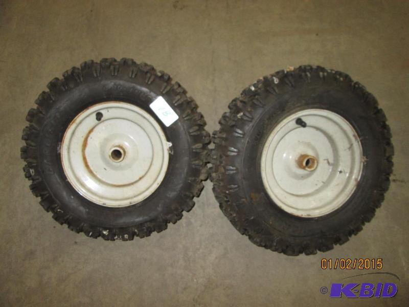 lot 18 image: (2) 4.8-8 NHS Snowblower Wheels & Tires...