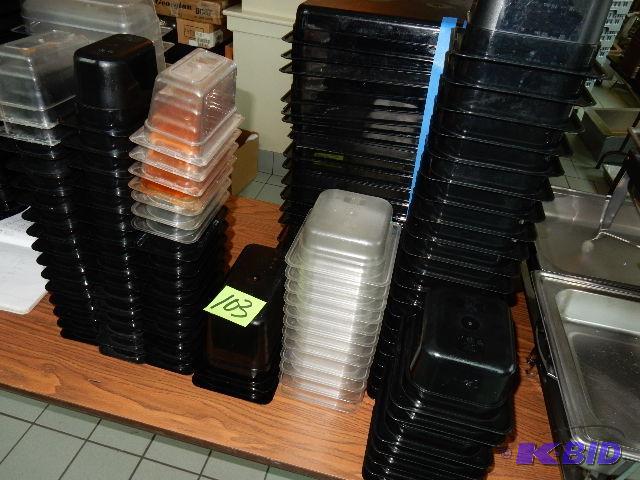 Large number of plastic Food pans
