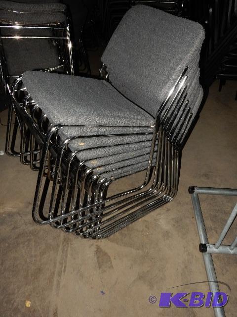 Chrome and Gray upholstered Banquet Chairs