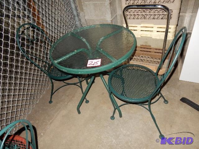 27 in Metal and Wavy frosted glass table, wit...