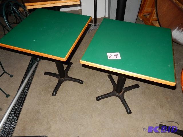 2, Square restaurant tables.. Hard laminate t...