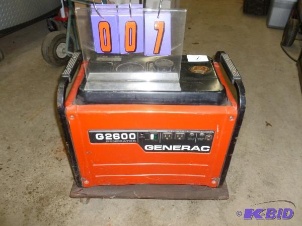 Generac g2600 gas powered generator. Used con... | SnS Auctions # 142