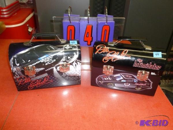 2 Dale Earnhardt tin lunch boxes. As shown. T...