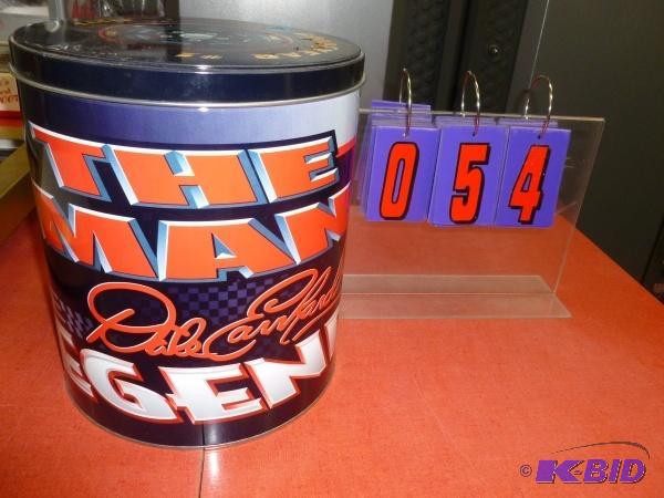 Dale Earnhardt large covered tin. As shown. A...