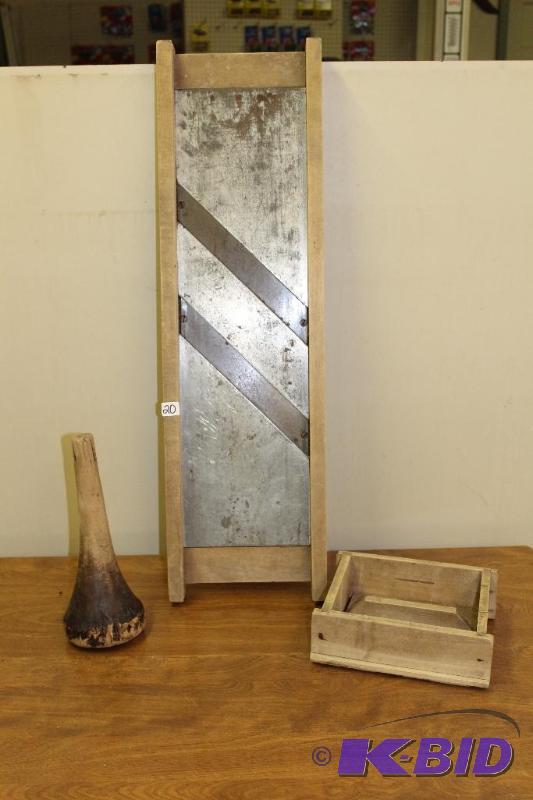 Large Vintage Cabbage Slicer with Attachment&...
