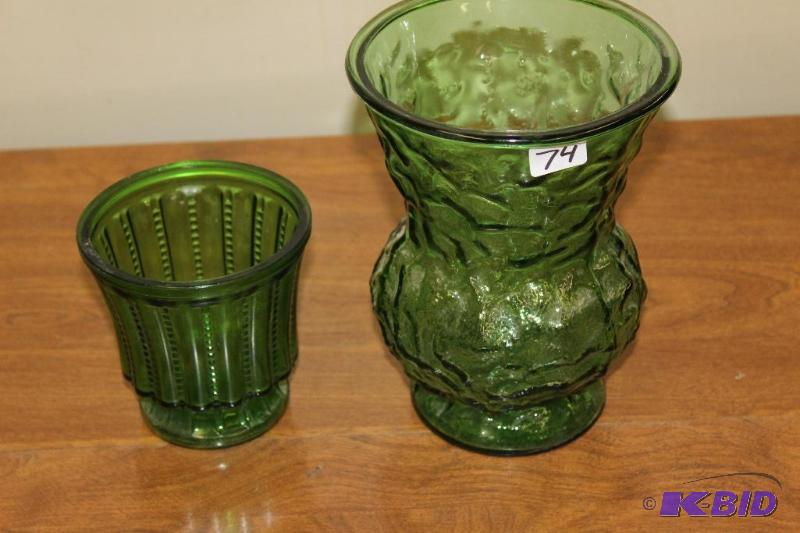 Vintage Green Glass Vases&nbsp...