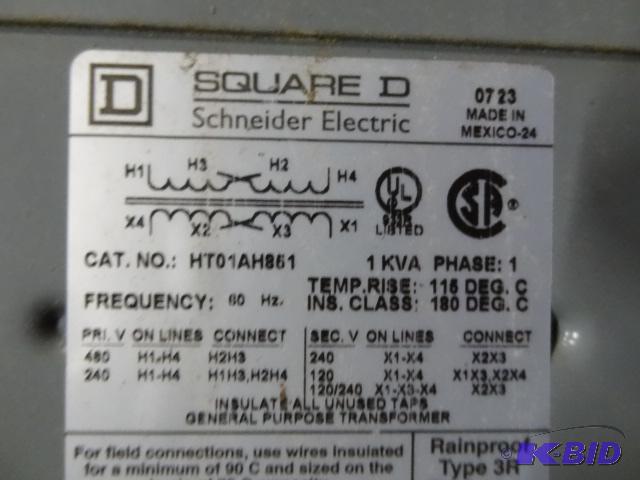 Square D #HTD01AH861 electrical transformer...