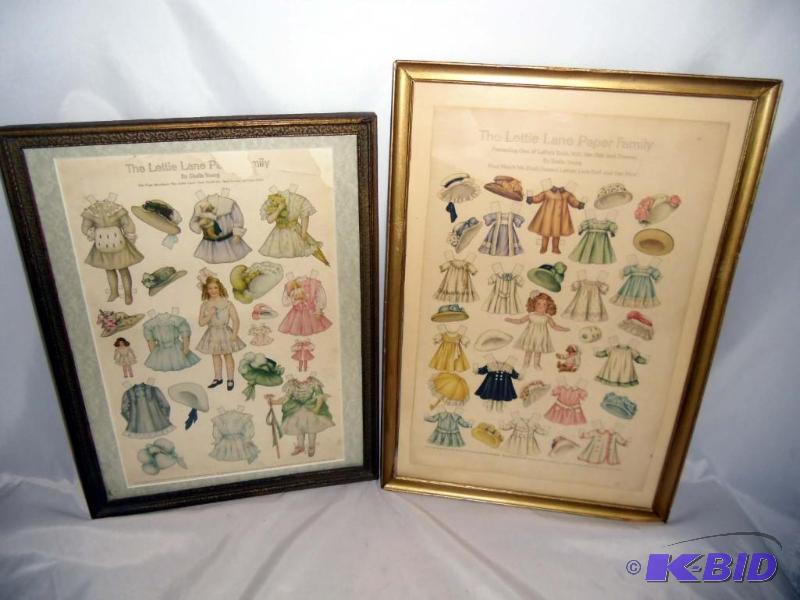 Antique Framed Paper Doll Pages - The Lettie Lane Paper Family by Sheila Young