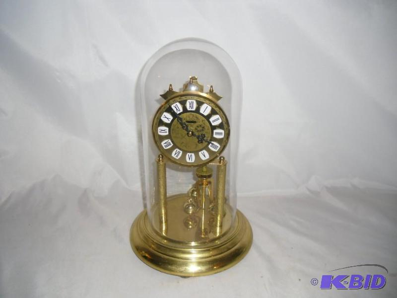 Haller Anniversary Clock Spinning Pendulum with Glass Dome