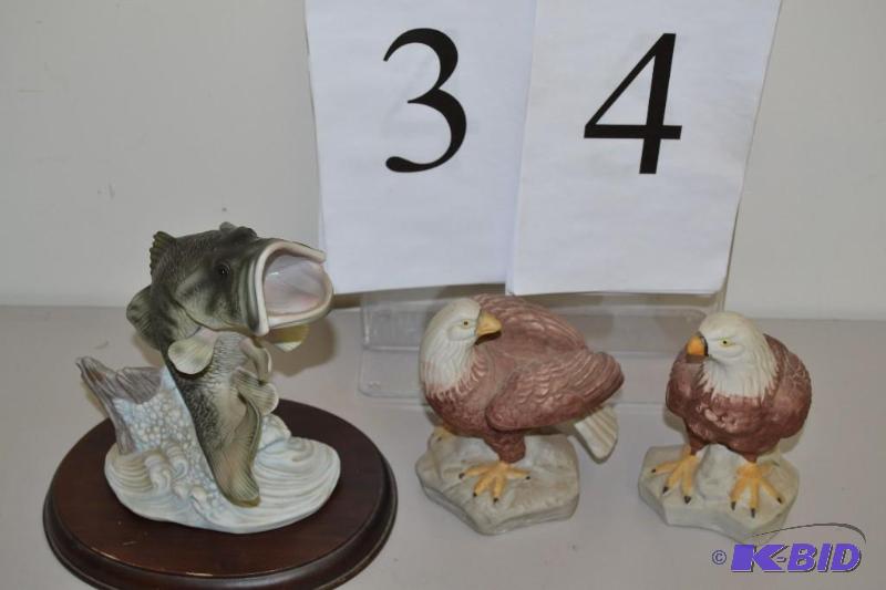 lot 34 image: Eagle and Fish figurines