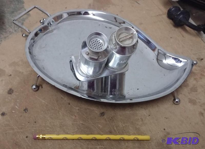 Silver Leaf Serving platter and Milk can salt...