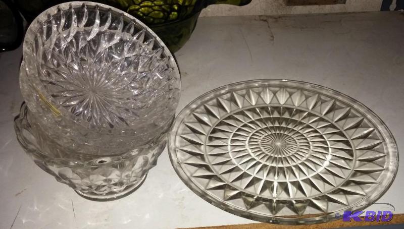 Glass bowls with platter...