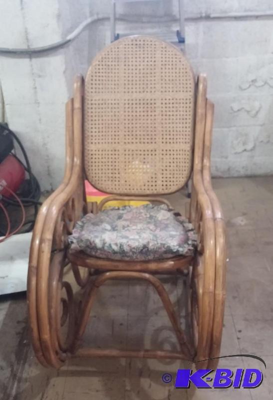 LARGE HEAVY VINTAGE cane rocker. Look at the ...