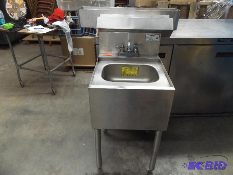 lot 54 image: Krowne Stainless Steel Bar sink, and two stai...